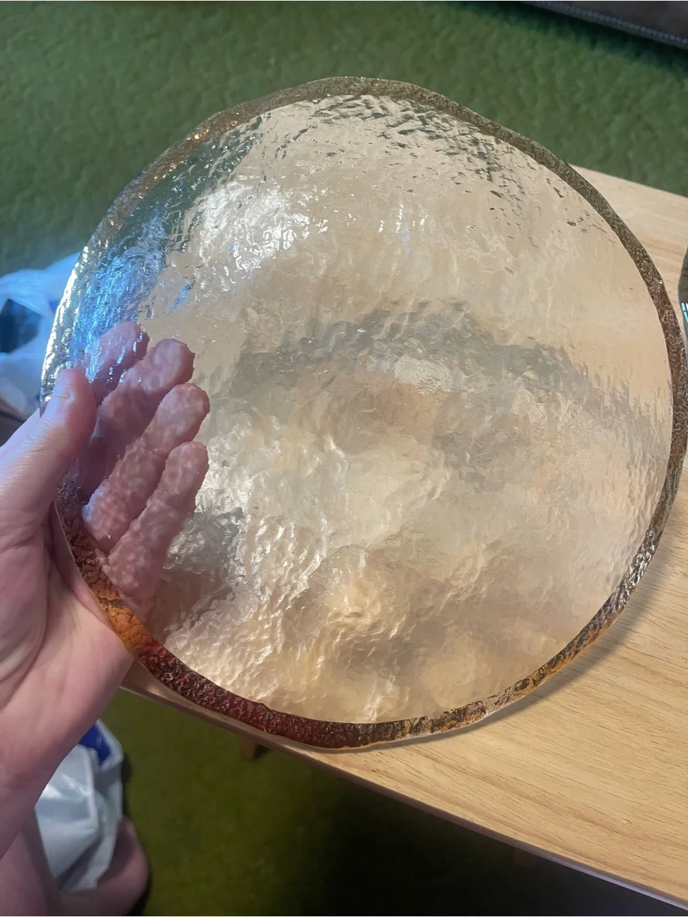 Italian IVV Crystal Glacier Pattern Serving/Dinner Plate Gold Trim